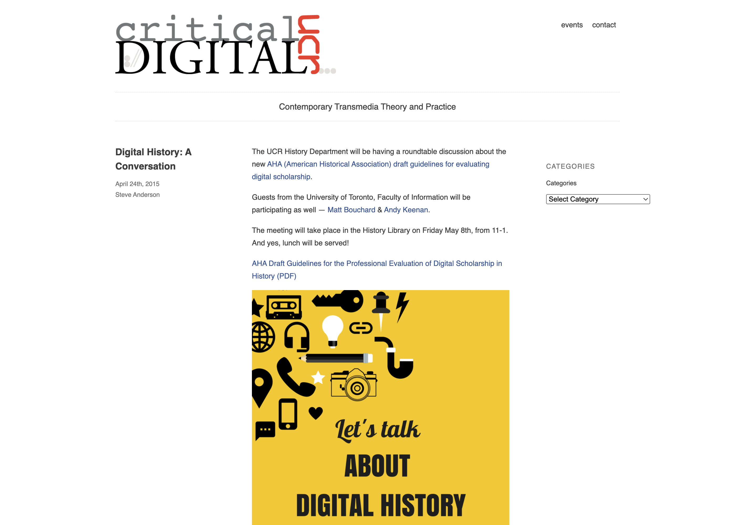 screenshot of the cdh.ucr.edu homepage