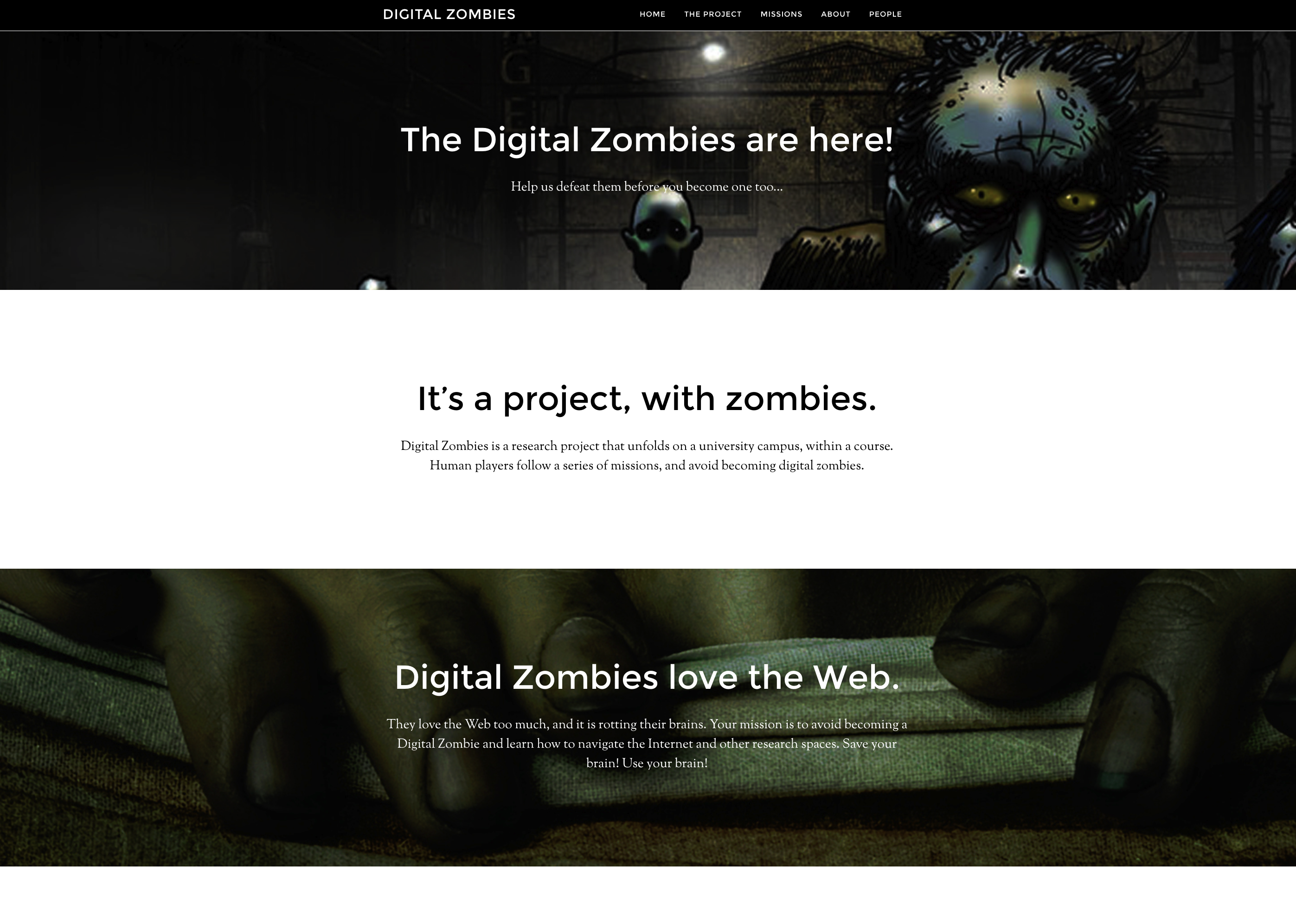 Screenshot of the zombies.digital homepage